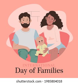 international day of families background template.parents carrying their children.Happy Family day- covid-19 family stay on home. stay with family stay safe. Happiness day concept.