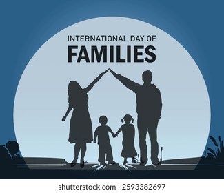 International Day of Families. Banner and poster. Greeting card with father, mother and kids vector image.