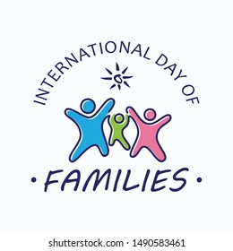 International day of families with family holding hands. Design letter emblem international day of families. Vector illustration EPS.8 EPS.10