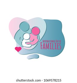 International Day of Families. Family icon. Vector illustration on white background. Decoration graphic element. Mother, father and child silhouette.