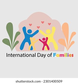 International Day of Families flat design with grass and happies families together greeting card