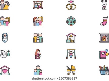 International day of families icons collection is a vector illustration with editable stroke.