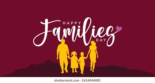 International Day of Families logo creative design idea, Wishing Greeting Card. World Family Day with Father, Mother, Daughter, and Son. Vector Illustration.