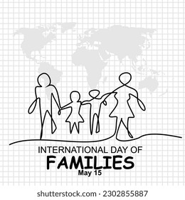 International Day Of Families, May 15, Hand drawing single one line 