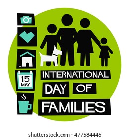 International Day of Families May 15 (Flat Style Vector Illustration Quote Poster Design)
