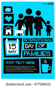 International Day of Families May 15 (Flat Style Vector Illustration Quote Poster Design) with Text Box