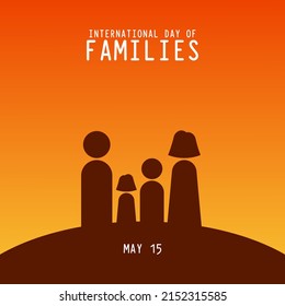 International day of families. Vector illustration of family silhouette in the sunset. May 15. Poster or banner.