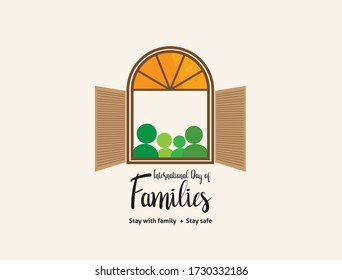 International Day of Families Vector Template. Happy Family day- covid-19 family stay on home. stay with family, stay safe.