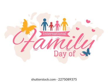 International Day of Family Illustration with Kids, Father and Mother for Web Banner or Landing Page in Flat Cartoon Hand Drawn Templates