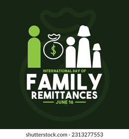 International Day of Family Remittances design vector. June 16. Flat design vector. Poster, banner, card, background. Eps 10.