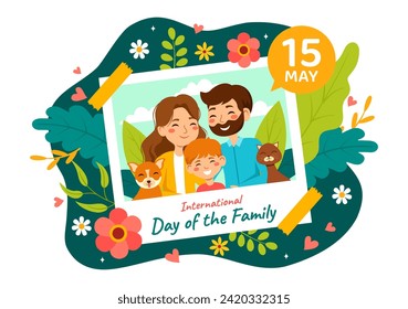 International Day of Family Vector Illustration with Mom, Dad and Children Character to Happiness and Love Celebration in Flat Kids Cartoon Background