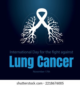 Día Internacional para la lucha contra el cáncer de pulmón. pulmón blanco con fondo azul. 17 de noviembre.