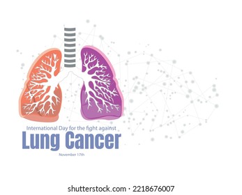 International Day for the fight against lung cancer.colored lung on white background and copyspace