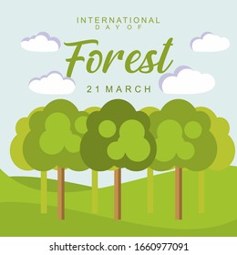 Día Internacional del Bosque. diseño plano