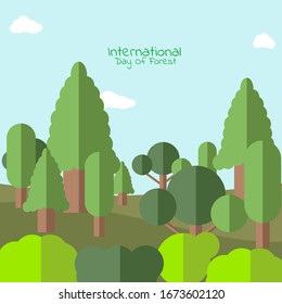 international day of forest illustration with blue sky