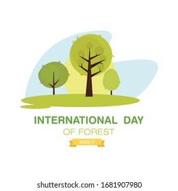 Día Internacional de los Bosques con árboles - Vector