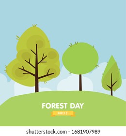 Día Internacional de los Bosques con árboles - Vector