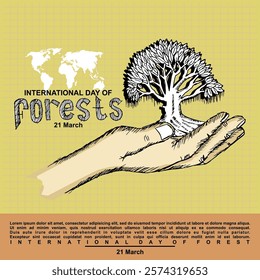 International Day Of Forests, 21 March, Poster and banner vector