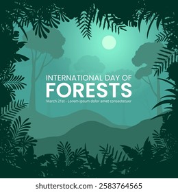 International Day Of Forests background with green forest