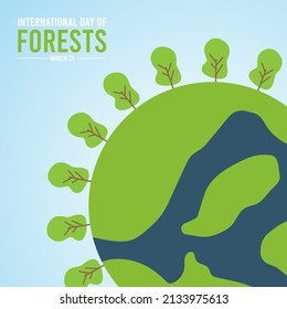International day of forests design background. March 21. Poster or banner.