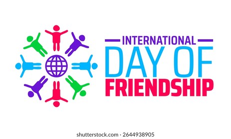 International Day of Friendship background or banner design. Colorful Human Figures Surrounding Globe, Symbolizing Global Connection and Unity. - Powered by Shutterstock - Get 15% off with code: PIKWIZARD15
