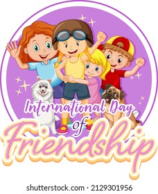 International Day of Friendship banner with children group illustration