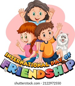 International day of friendship logo with children and dogs illustration