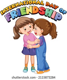 International Day Of Friendship Logo With Two Girls Cartoon Character Illustration