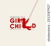 International Day of the Girl Child. 11 October. Template for social media post, banner, poster, etc