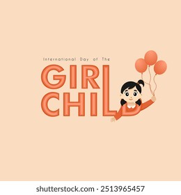 International Day of the Girl Child. 11 October. Template for social media post, banner, poster, etc