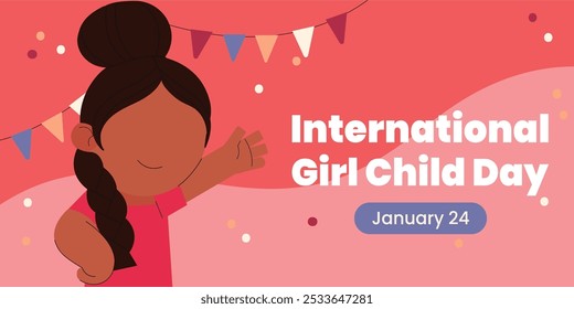 International day of the Girl Child. 11th October Girl Child day celebration banner with a girl character having LONG hairs. The day is celebrated to recognize gender equality.