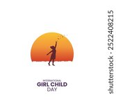 International day of the Girl child creative concept. girl child day creative design for banner, poster. Happy girl vector.