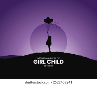 International day of the Girl child creative concept. girl child day creative design for banner, poster. Happy girl vector.