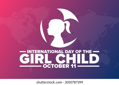 International Day of the Girl Child. October 11. Holiday concept. Template for background, banner, card, poster with text inscription. Vector EPS10 illustration