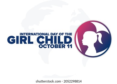 International Day of the Girl Child. October 11. Holiday concept. Template for background, banner, card, poster with text inscription. Vector EPS10 illustration