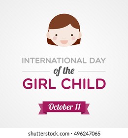 International Day Of The Girl Child. October 11. Vector Illustration, Flat Design