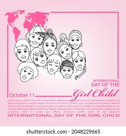 International Day Of The Girl Child, Poster And Banner Vector