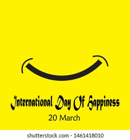 international day of happiness 20 march, icon template design. Smiling emoticon vector logo on yellow background. Face line art style - Vector