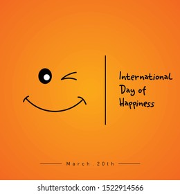 International Day of Happiness with closed left eyes