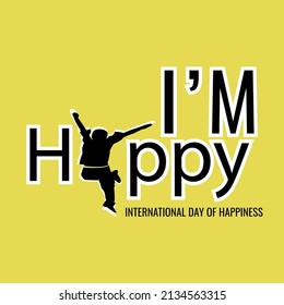 international day of happiness concept. typography. illustration vector