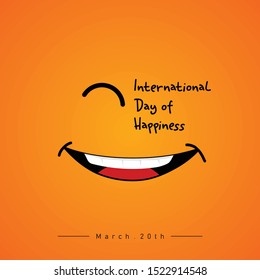 International Day of Happiness with Laugh face and "International day of happiness" text on left eyes