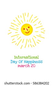 International Day of Happiness, March 20. Vector banner