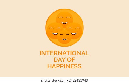 International Day of Happiness Observed every year of March 20th, Positive Face Vector banner, flyer, poster and social medial template design.