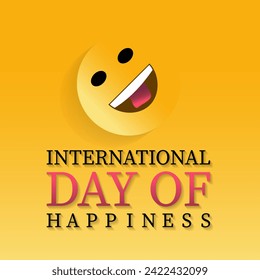 International Day of Happiness Observed every year of March 20th, Positive Face Vector banner, flyer, poster and social medial template design.