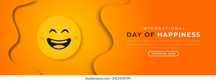 International Day of Happiness Paper cut style Vector Design Illustration for Background, Poster, Banner, Advertising, Greeting Card