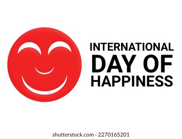 International Day of Happiness. Red Happy Face Icon Isolated on White Background. Vector illustration