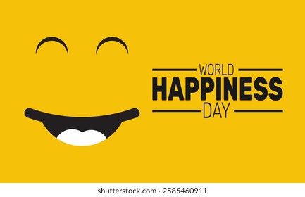 International Day of Happiness. This holiday-themed design is perfect for backgrounds, banners, greeting cards, posters with text inscription, Classic social media posts.Vector illustration