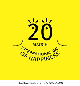 International Day of Happiness Vector Concept or Logo in Minimal Style