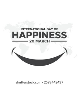 International Day of Happiness, World Happiness Day Celebration Illustration with Smiling Face Expression Yellow for Web Banner or Landing Page in Flat Cartoon Hand Drawn Templates