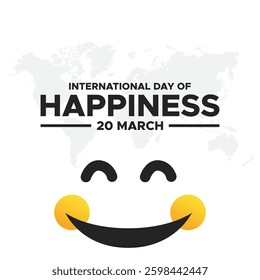 International Day of Happiness, World Happiness Day Celebration Illustration with Smiling Face Expression Yellow for Web Banner or Landing Page in Flat Cartoon Hand Drawn Templates